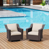 Patio 2 Pieces Wicker Swivel Chairs Set of 2，Outdoor PE Rattan Rocking Glider Armchairs - Photo 5