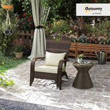Outsunny Patio Wicker Adirondack Chair, Outdoor All-Weather Rattan Fire Pit Chair with Soft Cushions - Photo 2