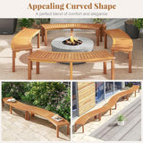 Tangkula Outdoor Curved Bench, Acacia Wood Fire Pit Bench w/Slatted Seat, Patio Backless 2-Person Seating for Porch - Photo 4