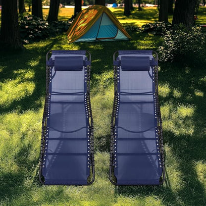 Unovivy Outdoor Chaise Lounge Chairs Set of 2, Portable Folding Pool Lounge Chair with 5-Position Reclining Back, Teslin Tanning Chair for Pool, Beach, Patio, Sunbathing