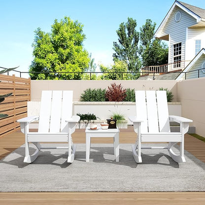 WO WESTIN OUTDOOR HDPE Shoreside Modern Rocking Poly Adirondack Chair (Set of 2),White