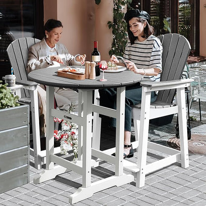Tall Adirondack Chairs, Adirondack Barstools, Weather Patio Garden Pool Fire Pit Balcony Outdoor Bar Stools HDPE Plastic Barstools with Backs for Garden, Backyard, Yard (Grey)