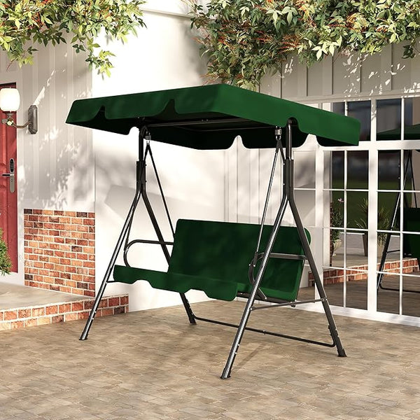 Durable Outdoor Glider Swing with Canopy，Patio Garden Bench and Stand for Backyard, Porch, or Lawn - Photo 1