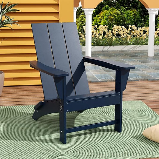 WestinTrends Ashore Modern Outdoor Folding Adirondack Chair, Navy Blue