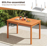 Tangkula 48 Inches Wood Outdoor Dining Table for 4-6 People, Rectangular Patio Table with Slatted Tabletop - Photo 7