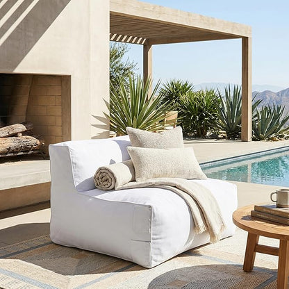 Christopher Knight Home Yanita Comfy Outdoor Bean Bag Chair, All Weather Bean Bag Chairs for Adults and Kids, Indoor/Outdoor Single Sofa, Patio Lounge Chair, Modern Outdoor Lounge Seating, Light Grey