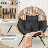 JAMFLY Wicker Egg Chair - Rattan Patio Chair with Cushion, Indoor-Outdoor Lounge Egg Basket Seat for Living Room - Photo 3