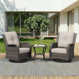 3 Piece Outdoor Wicker Patio Furniture Set, Swivel Rocker Patio Chairs Set with Thickened Olefin Cushions - Photo 1