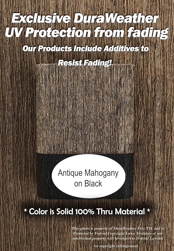 DuraWeather Poly® Adirondack Porch Rocker - Mahogany (Wood Grain) on Black