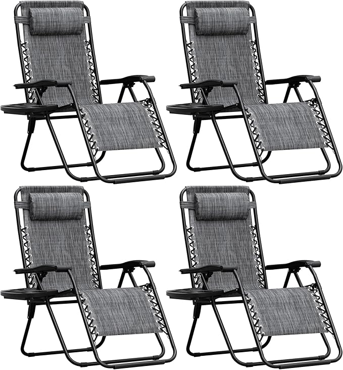 Homall Zero Gravity Chair Patio Folding Lawn Outdoor Lounge Reclining Chair with Cup Holder Pillows for Poolside - Photo 1