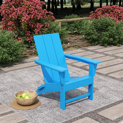 WO Home Furniture HDPE Adirondack Chair Folding Poly Lumber All Weather UV/Fade Resistant Heavy Duty for Patio, Backyard, Balcony, Garden, Lawn (Pacific Blue)…