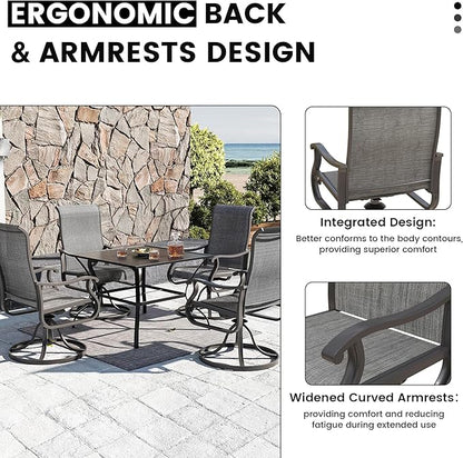 Patio Swivel Chairs Set of 2, Outdoor Dining Chairs with High Back, All-Weather Swivel Rocker Chair for Lawn, Porch or Garden