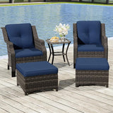 Wicker Patio Furniture Set - 5 Piece Rattan Outdoor Conversation Sets with 2 Wicker Patio Chairs, 2 Ottomans - Photo 6