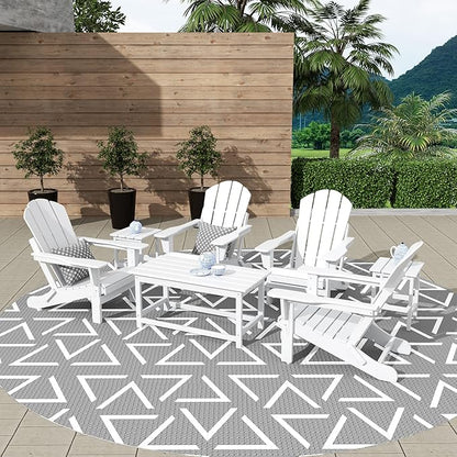 WestinTrends Malibu 3-Piece Set Outdoor Coffee and Side Table for Adirondack Chair, White