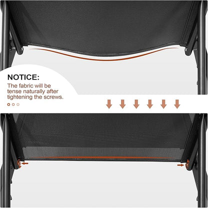Crestlive Products Lounge Chair Outdoor Set of 2, Aluminum Pool Chaise Lounge Chairs, Adjustable Five-Position Tanning Recliner, All Weather for Patio, Beach, Yard, Pool (Black)