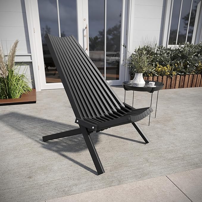 Flash Furniture Delia Commercial Indoor/Outdoor Wood Folding Chair, Low Profile Lounge for Patio, Porch, or Garden - Photo 2