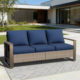 75" Patio Metal Wicker Sofa, All Weather Outdoor Rattan 3-Seat Sofa Couch with Premium Cushions & Rectangular Framed - Photo 9