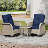 Joyside Outdoor Swivel Rocker Chairs, 3 Piece Wicker Patio Set with Thickened Cushions, High Back, Deep Seating - Photo 8