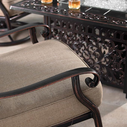 Oakland Living Aluminum Outdoor Swivel Club Finish with Thick Tan Polyester Cushions (Set of 2) Deep Seating Rocking Chairs, Antique Copper (AZCANYON-2CHAIR-AC)