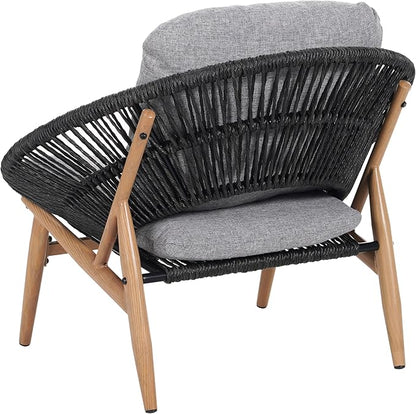 Christopher Knight Home Cyril Outdoor Papasan Chair with Cushion, Wicker Egg Chair with Removable Cushion, PE Wicker Chaise Lounge Chair, Patio Furniture Set for Garden/Backyard, Brown+Dark Grey