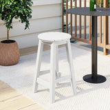Costaelm 24" Height Outdoor Bar Stools, All-Weather Bar Stools, Adirondack Poly Patio Round Bar Stool for Patio, Deck - Photo 2