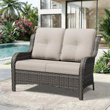 Wicker Patio Loveseat, 2 Seat Outdoor Couch with Thickened Olefin Cushions, High Back and Deep Seating - Photo 2