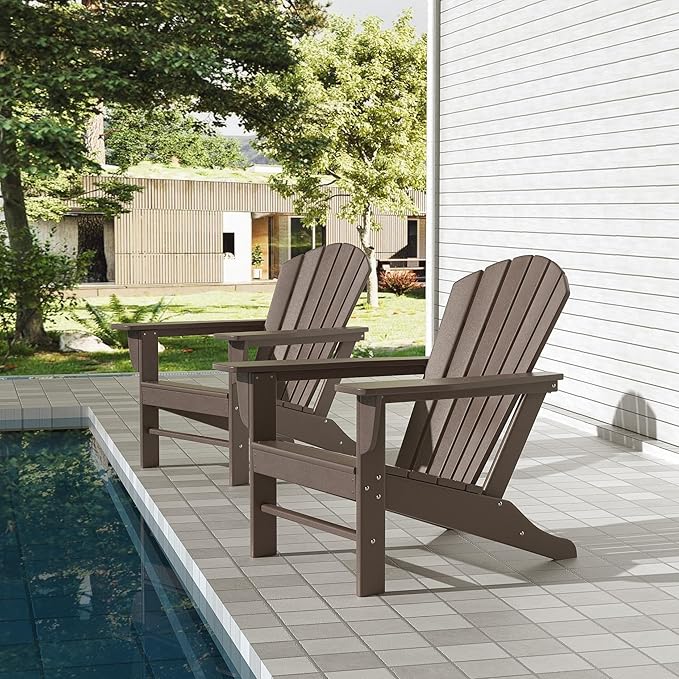 WestinTrends Dylan Outdoor Adirondack Chair (Set of 2), Dark Brown