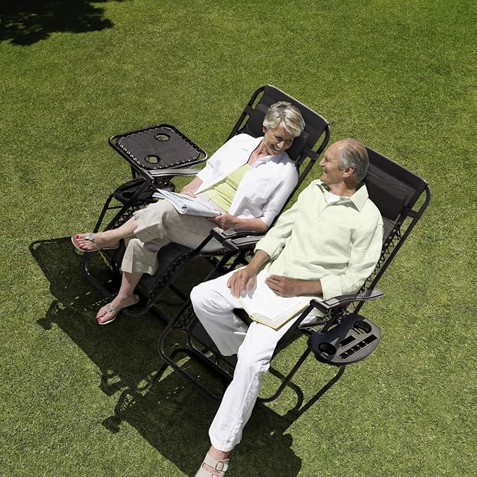 Homall 3 Pcs Zero Gravity Chair Patio Folding Recliner Outdoor Chaise Lounge Chairs Portable Reclining Chair Set with - Photo 2