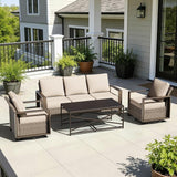 4 Pieces Patio Furniture Set with Wicker 75" Sofa, Two Swivel Rocker Chairs, One Coffee Table - Photo 9
