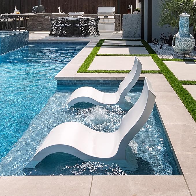 Ledge Lounger - Signature Lowback Chair - for in-Pool or On-Deck Use - Water Depths 0-9” - Compatible with All Types - Photo 2
