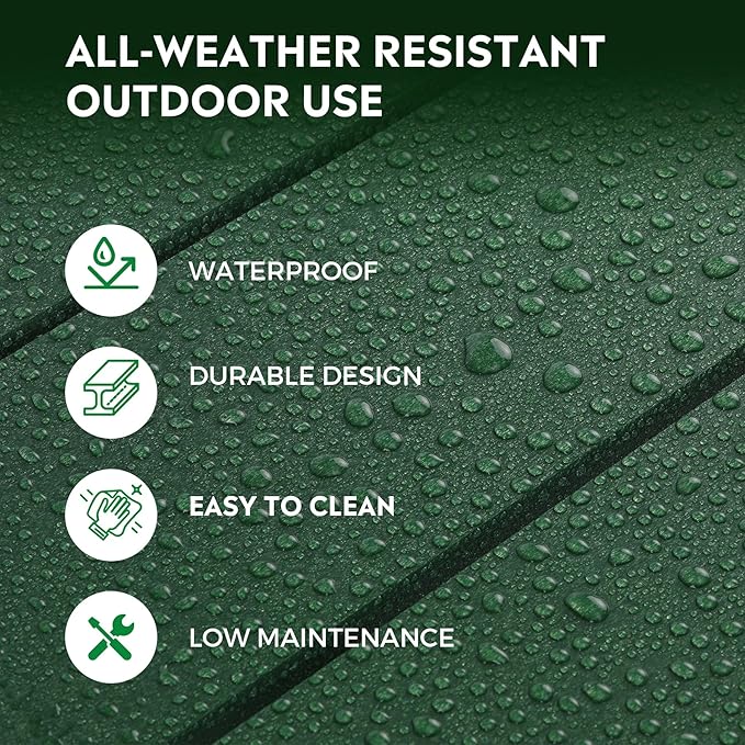 Costaelm Square Outdoor Side Tables, Adirondack Patio Tables for Outside, HDPE Patio End Table Weather Resistant, Balcony Table for Pool, Seaside, Backyard, Porch, Indoor Companion, Dark Green