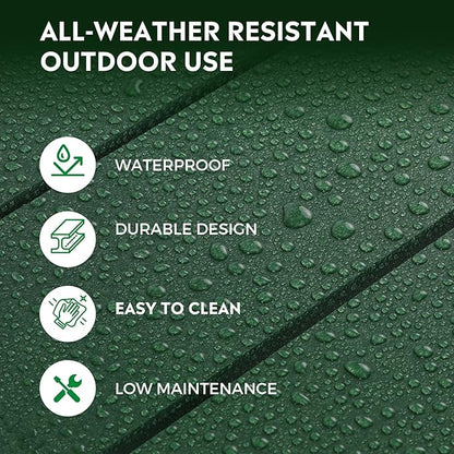Costaelm Outdoor Adirondack Chair Set of 2, All Weather Resistant Classic Balcony Chair and Fire Pit Chairs, Plastic Outdoor Porch Furniture Rocking Chair High Back HDPE Poly Lumber, Dark Green