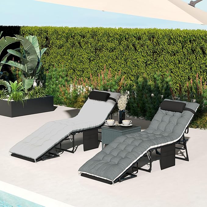 Outsunny Chaise Lounge Chair Outdoor Set of 2, 5-Position Adjustable Outdoor Pool Lounge Chairs - Photo 7