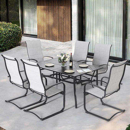 NUU GARDEN Patio Chairs Set of 4, All Weather Outdoor Padded Textilene Patio Dining Chairs, Breathable Spring Motion Textile High Back Outdoor Dining Chairs for Backyard, Lawn, Deck, Gray