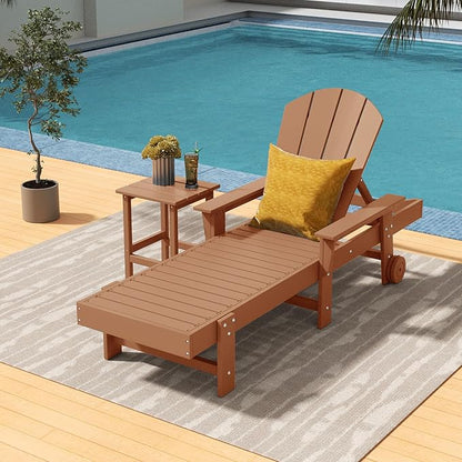 Costaelm Square Outdoor Side Tables, Adirondack Patio Tables for Outside, HDPE Patio End Table Weather Resistant, Balcony Table for Pool, Seaside, Backyard, Porch, Indoor Companion, Teak