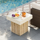 HOMPUS Outdoor Side Dining Table, Concrete Coffee Table Square, 20 inches MgO Tabletop for Patio, Garden, Backyard - Photo 1
