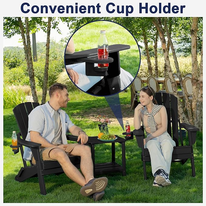 Plawdlik Folding Adirondack Chair, Cup Holder, SGS Tested - Photo 4