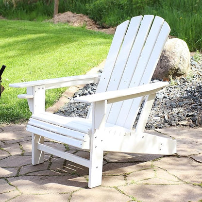 Sunnydaze Adirondack Chair with Cup Holder - Outdoor All-Weather Adirondack Chair for the Fire Pit, Patio, Campsite, or Yard - 300-Pound Capacity - White