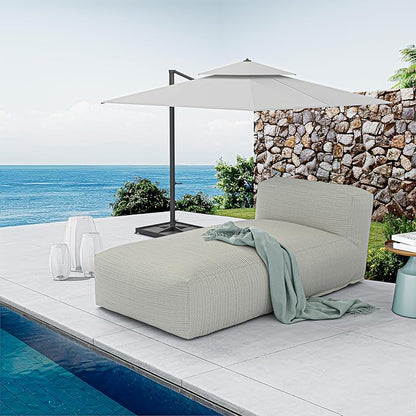 Outdoor Bean Bed Chair Sun Lounger, Outdoor Couch Sofa for Patio & Pool, Foam Filling Day Bed Furniture, Comfy Lazy Sofa for Outside, Water-Resistant Seating (Light Green, 70'' L)