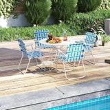 GYMAX Lawn Chair Folding, Webbed Beach Lounge Chairs Set with Highback - Photo 9