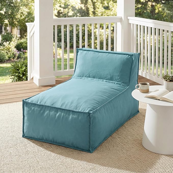 Christopher Knight Home Natty Bean Bag Chair, Fabric Bean Bag Chairs for Adults and Kids, Comfy Reading Chair, Lounge Sofa with Armrest, Indoor/Outdoor Spaces Memory Foam Bean Bag Chair, Teal