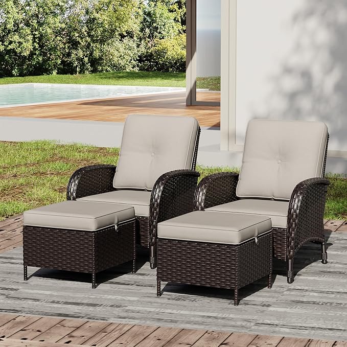 Joyside Wicker Patio Chairs, 4 Piece Rattan Outdoor Furniture with Thickened Cushions, High Back, Deep Seating - Photo 1