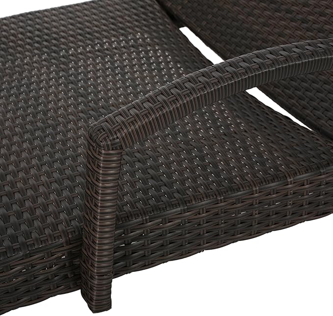 GDFStudio (Set of 2) Olivia Outdoor Brown Wicker Armed Chaise Lounge Chair