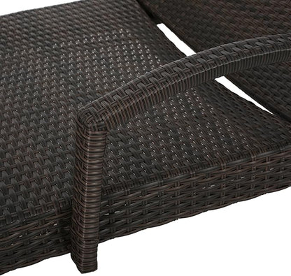 GDFStudio (Set of 2) Olivia Outdoor Brown Wicker Armed Chaise Lounge Chair
