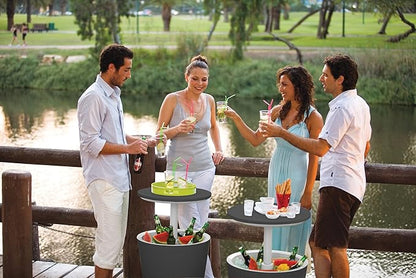 Keter Modern Cool Bar Outdoor Patio Furniture and Hot Tub Side Table with 7.5 Gallon Beer and Wine Cooler, Dark Grey
