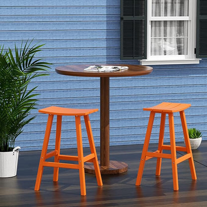 WestinTrends Malibu 2 Piece Set of 29 Height Outdoor/Patio Saddle bar stools, Orange