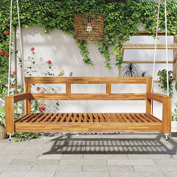 LUMISOL Twin Size Porch Swing Daybed Frame, Garden Porch Swing Bench Chair with 4 Hanging Ropes for Backyard Outdoor - Photo 1