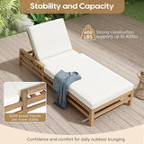 5-Position Adjustable Outdoor Chaise Lounge Set of 2, Solid Wood Patio Recliner Chair with Thick Cushions for Pool - Photo 4
