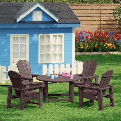 Costaelm Kids Lawn Chair, Toddler Outdoor Chair Kids Patio Furniture and Outdoor Children Picnic Activity Modern Adirondack Chairs for Garden, Patio, Backyard & Beach, Dark Brown