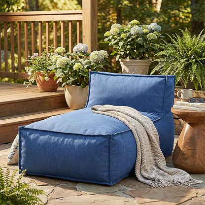 Christopher Knight Home Natty Bean Bag Chair, Fabric Bean Bag Chairs for Adults and Kids, Comfy Reading Chair, Lounge Sofa with Armrest, Indoor/Outdoor Spaces Memory Foam Bean Bag Chair, Navy Blue